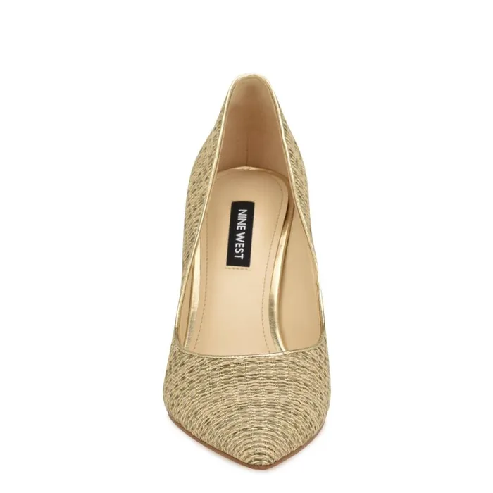 Ezra Pointy Toe Pumps Naturalgold Raffia Women Nine West Heels