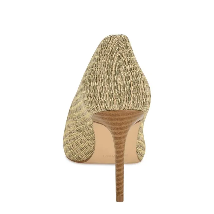 Ezra Pointy Toe Pumps Naturalgold Raffia Women Nine West Heels