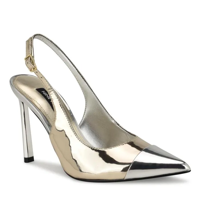 Fabele Pointy Toe Slingback Pumps Platino Women Nine West Heels