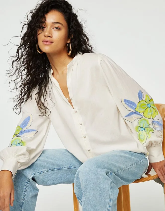 Fabienne Chapot Floral Embellished Blouse Ivory Women Monsoon Tops and Blouses