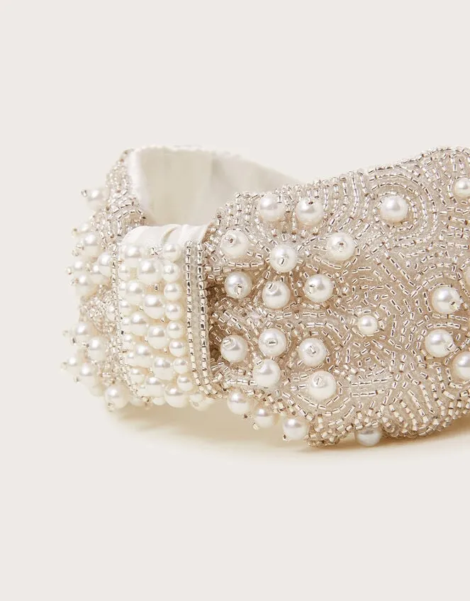 Fabric Pearl Knot Headband Women Monsoon Jewellery and Hair