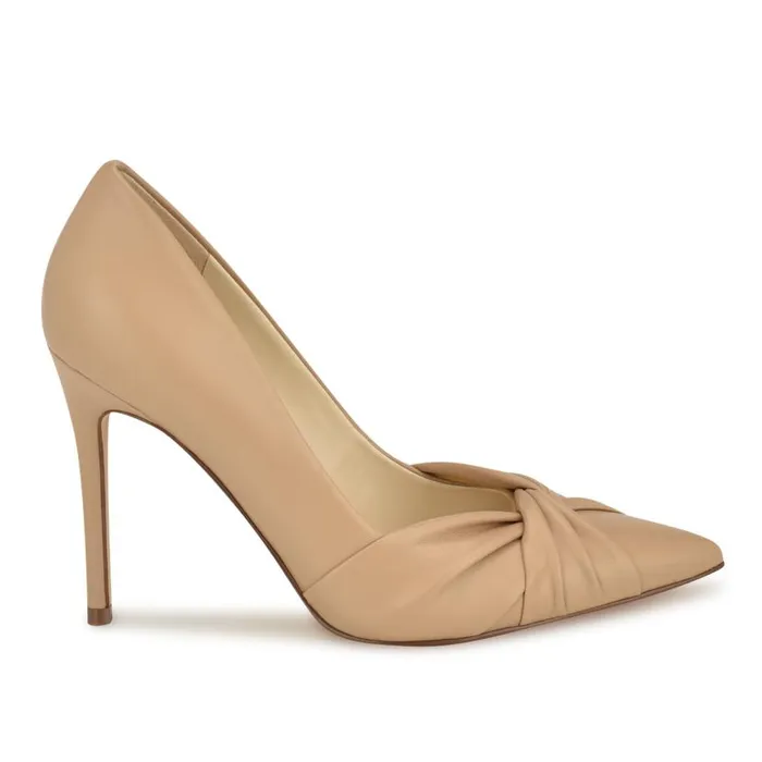 Faiza Knotted Pointy Toe Pumps Light Tan Women Nine West Heels