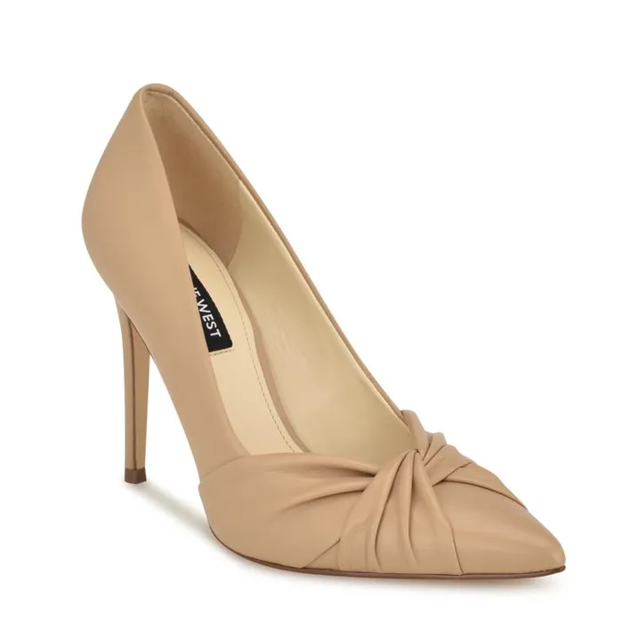Faiza Knotted Pointy Toe Pumps Light Tan Women Nine West Heels