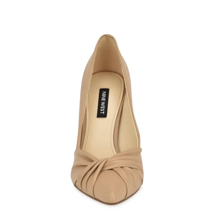Faiza Knotted Pointy Toe Pumps Light Tan Women Nine West Heels