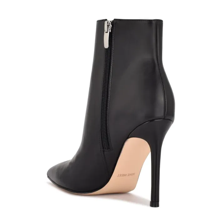 Farrah Dress Booties Black Leather Women Nine West Heels
