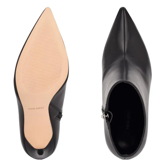 Farrah Dress Booties Black Leather Women Nine West Heels