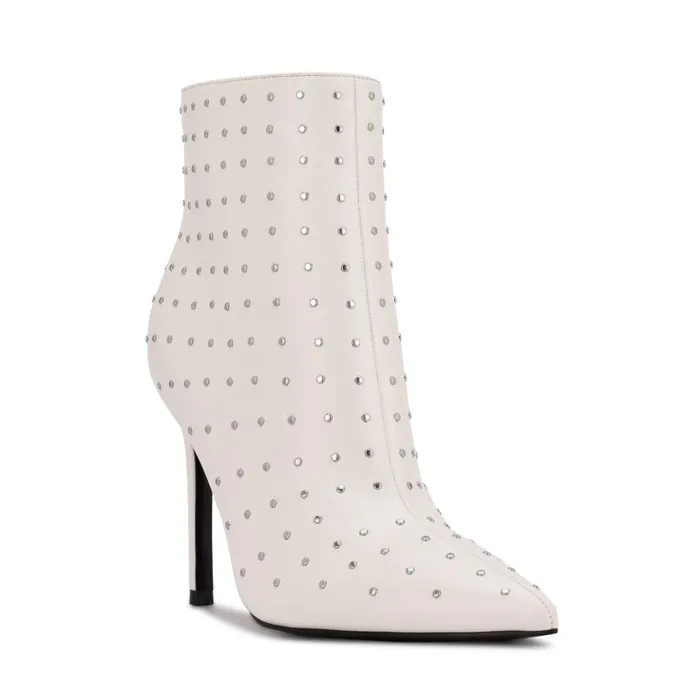 Farrah Dress Booties White Studded Women Nine West Heels