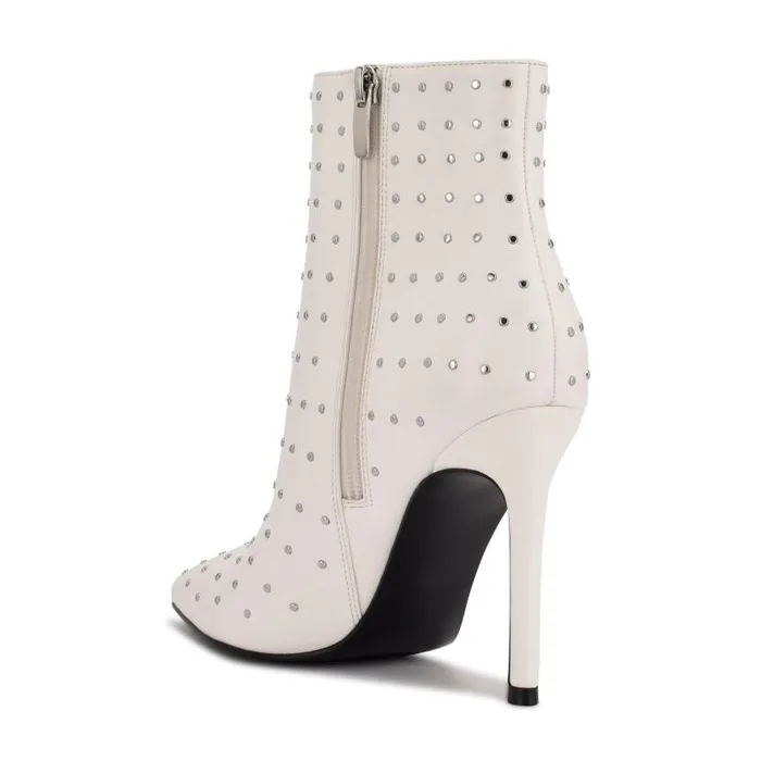 Farrah Dress Booties White Studded Women Nine West Heels