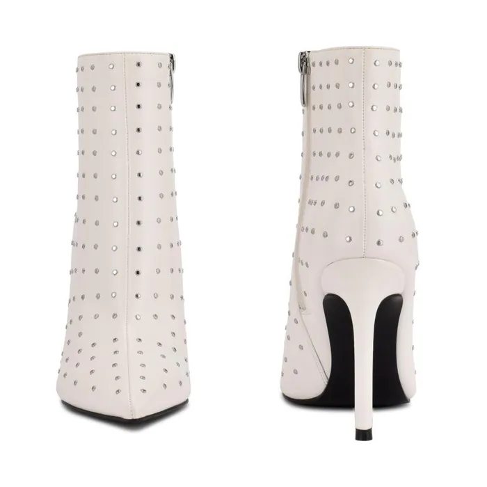 Farrah Dress Booties White Studded Women Nine West Heels