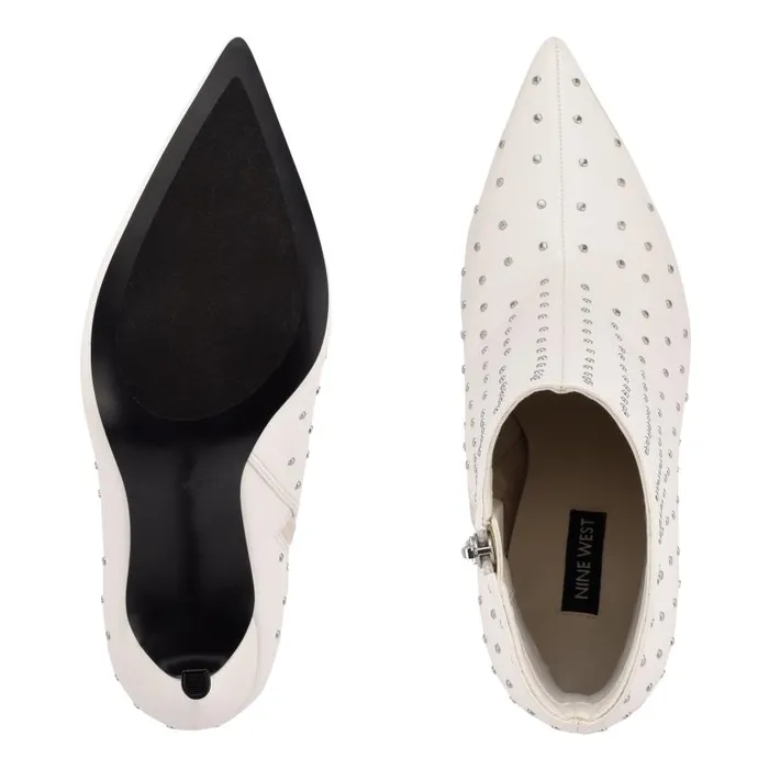 Farrah Dress Booties White Studded Women Nine West Heels