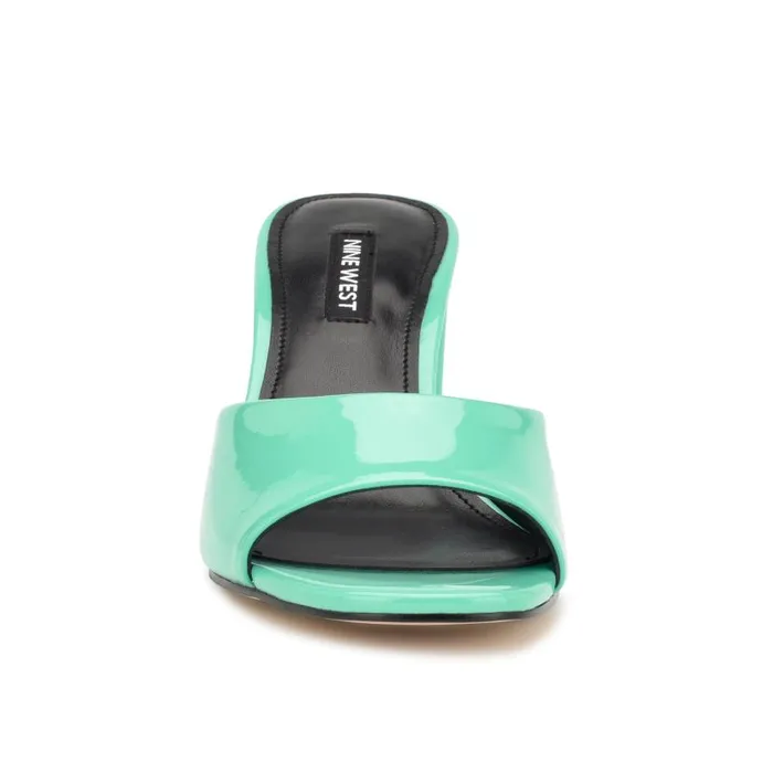 Ferris Block Heel Sandals Neon Mint Green Patent Women Nine West Sandals