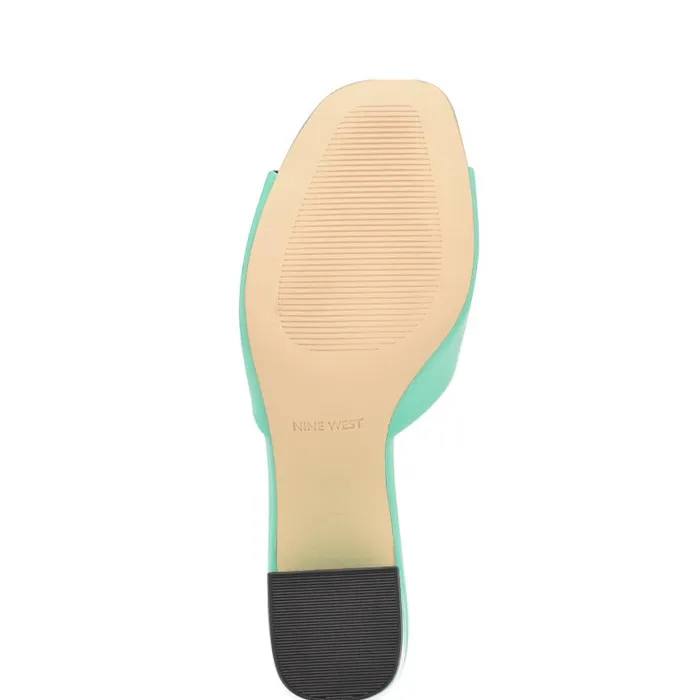 Ferris Block Heel Sandals Neon Mint Green Patent Women Nine West Sandals