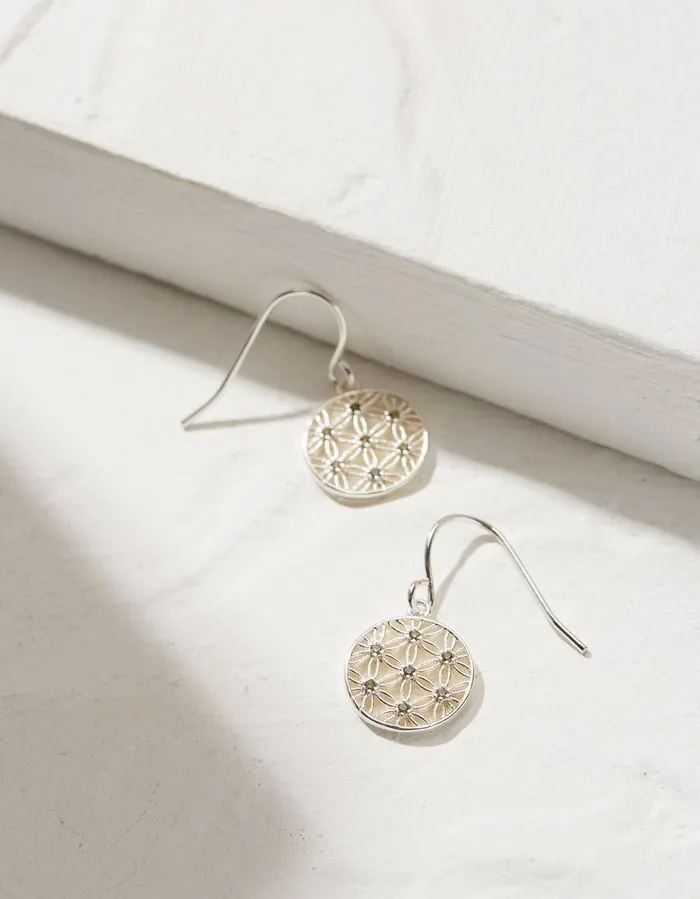 Filagree Drop Earrings Silver Women FatFace Jewellery