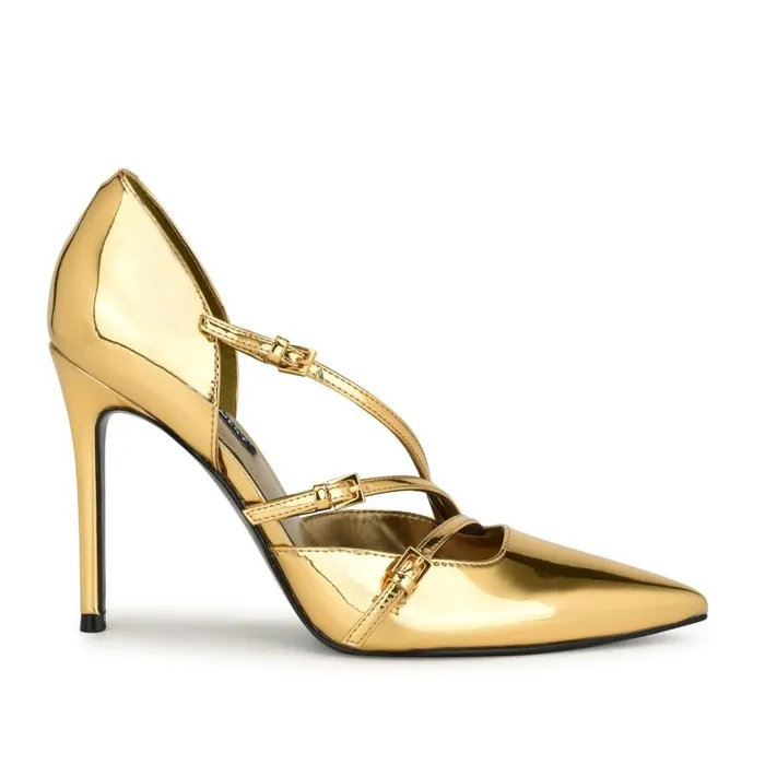 Filma Pointy Toe Pumps Bronze Women Nine West Heels