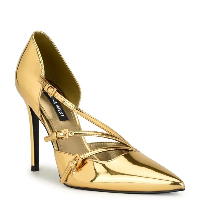 Filma Pointy Toe Pumps Bronze Women Nine West Heels