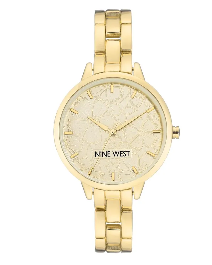 Floral Dial Bracelet Watch Goldtone WomenMen Nine West Watches
