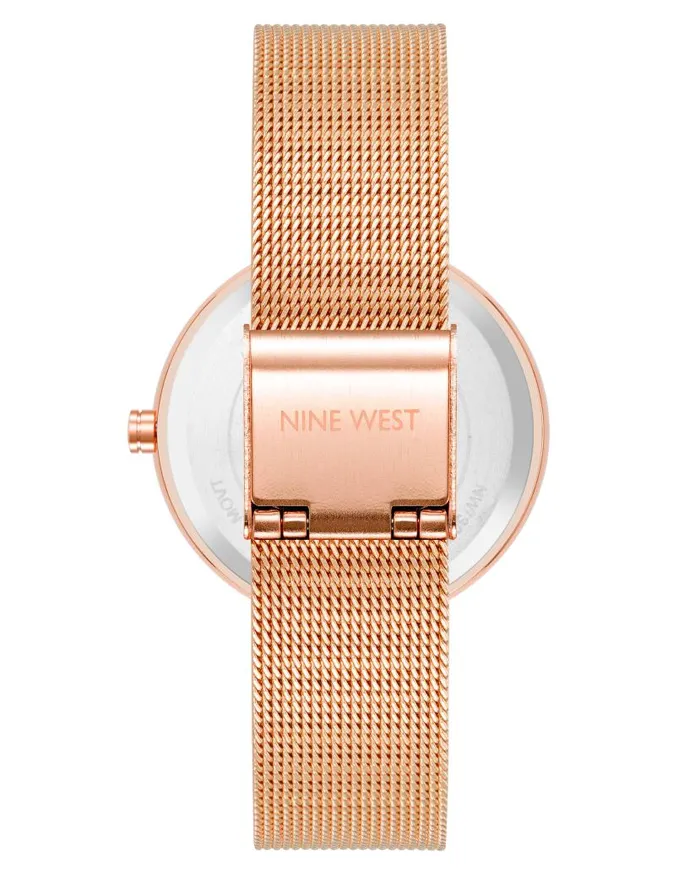 Floral Dial Mesh Bracelet Watch Rose Gold WomenMen Nine West Watches