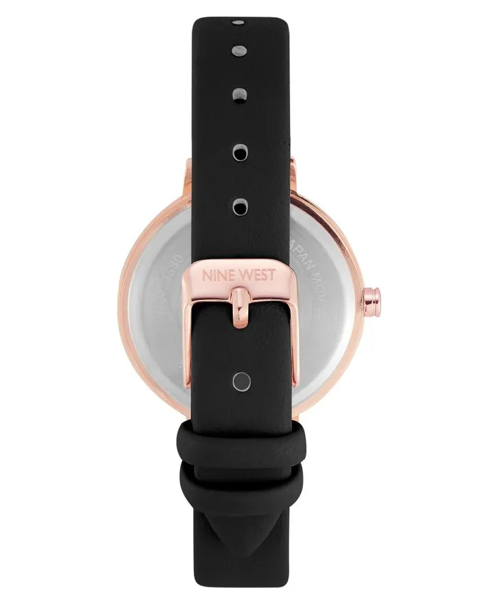 Floral Dial Smooth Strap Watch Black WomenMen Nine West Watches