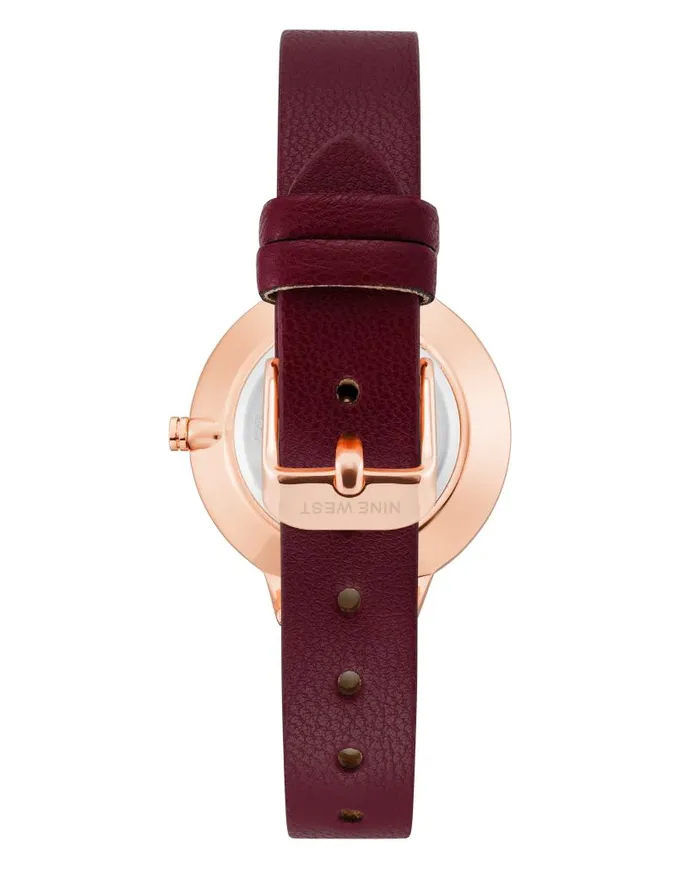 Floral Dial Strap Watch Burgundyrose Gold WomenMen Nine West Watches