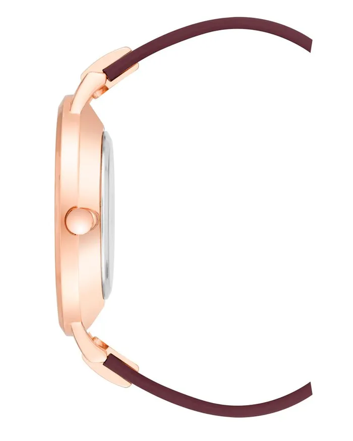 Floral Dial Strap Watch Burgundyrose Gold WomenMen Nine West Watches