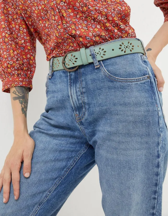 Floral Laser Cut Belt Green Haze Women FatFace Belts