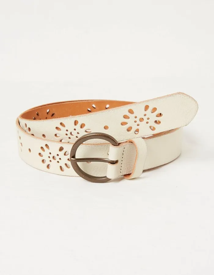 Floral Laser Cut Belt White Women FatFace Belts