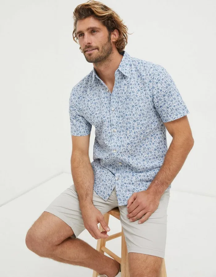 Floral Print Shirt Blue Men FatFace Shirts