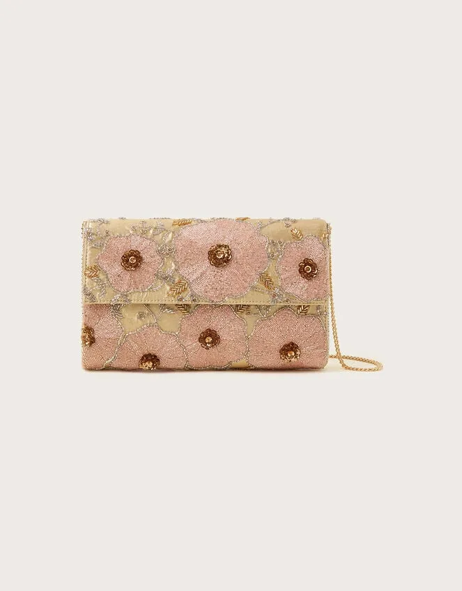 Flower Beaded Clutch Bag Women Monsoon Occasion Bags