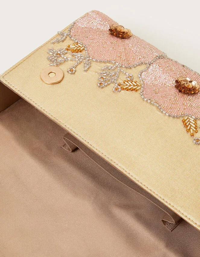 Flower Beaded Clutch Bag Women Monsoon Occasion Bags
