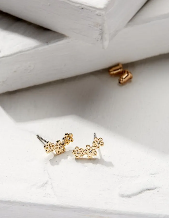 Flower Crawler Earrings Gold Women FatFace Jewellery