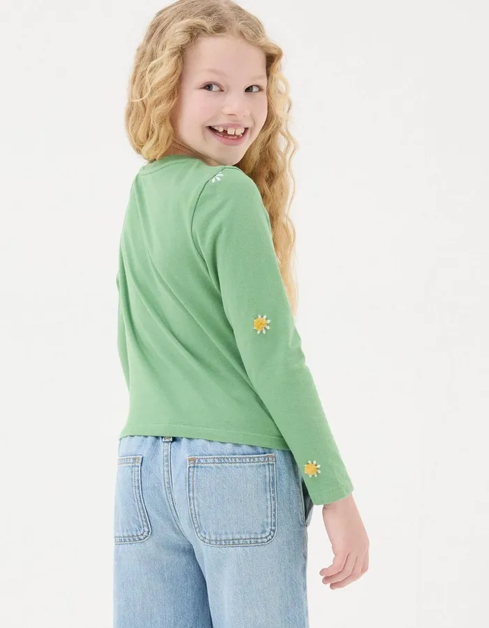 Flower Knot TShirt Green Girls FatFace Tops and TShirts