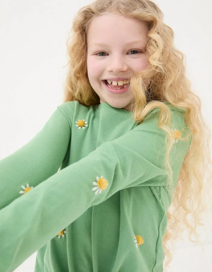 Flower Knot TShirt Green Girls FatFace Tops and TShirts