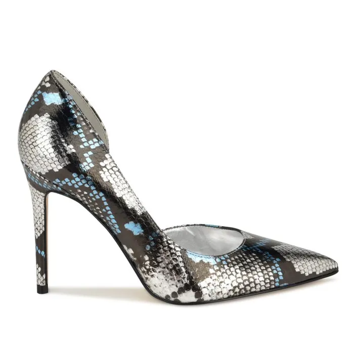 Folowe D039Orsay Pointy Toe Pumps Silverblue Snake Women Nine West Heels