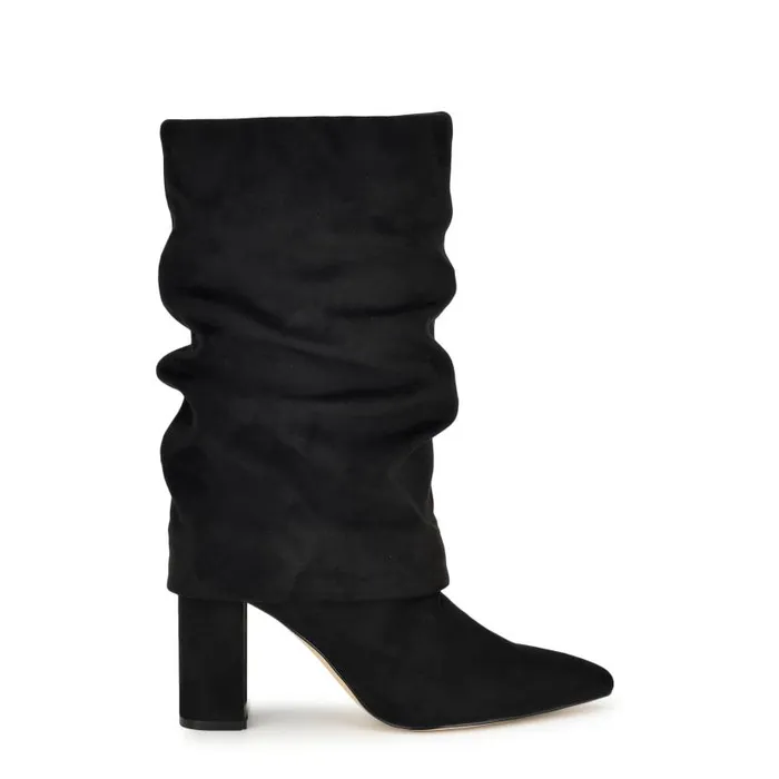 Francis Block Heel Cuff Boots Black Women Nine West Boots and Booties