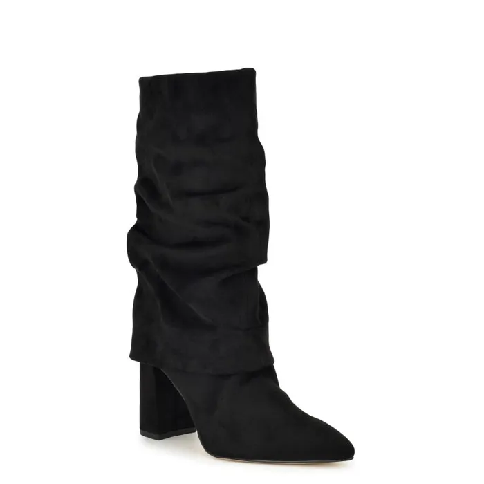 Francis Block Heel Cuff Boots Black Women Nine West Boots and Booties
