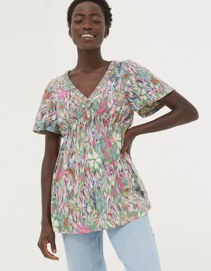 Frankie Expressive Floral Top Green Women FatFace Tops and TShirts