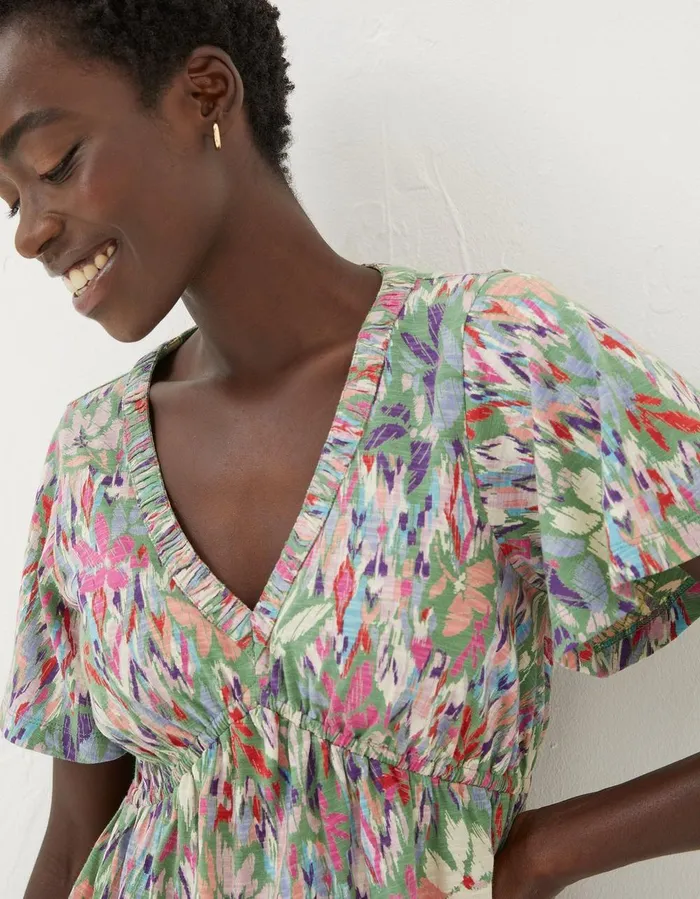 Frankie Expressive Floral Top Green Women FatFace Tops and TShirts