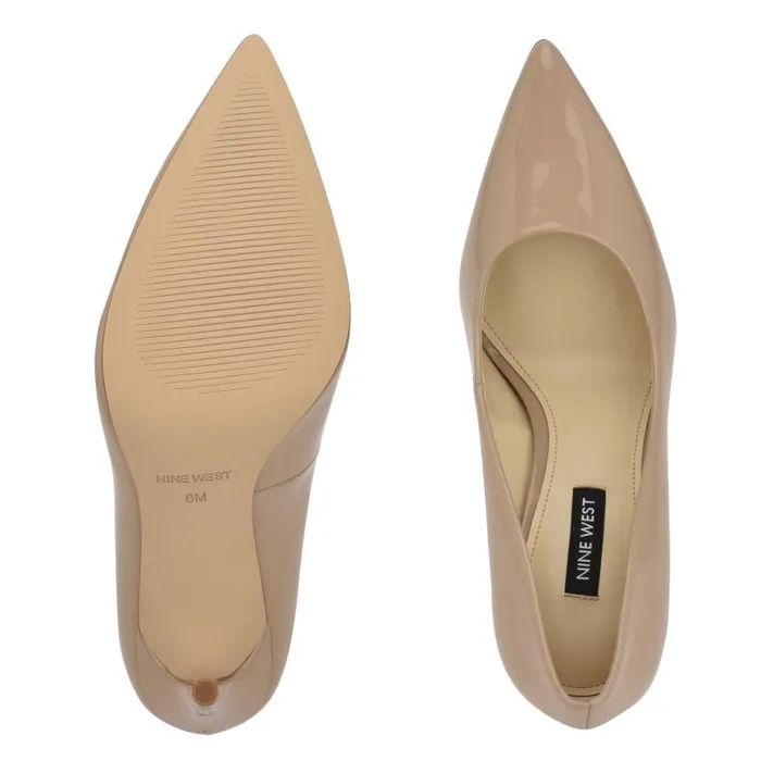 Fresh Pointy Toe Pumps Antique Taupe Patent Women Nine West Heels