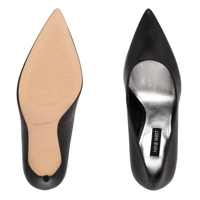 Fresh Pointy Toe Pumps Black Leather Women Nine West Heels