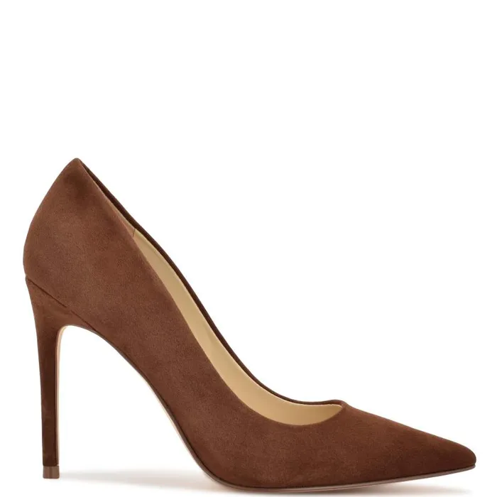 Fresh Pointy Toe Pumps Medium Brown Suede Women Nine West Heels