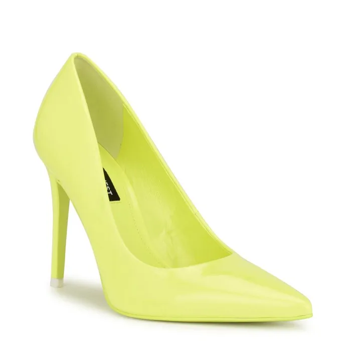 Fresh Pointy Toe Pumps Neon Yellow Patent Women Nine West Heels