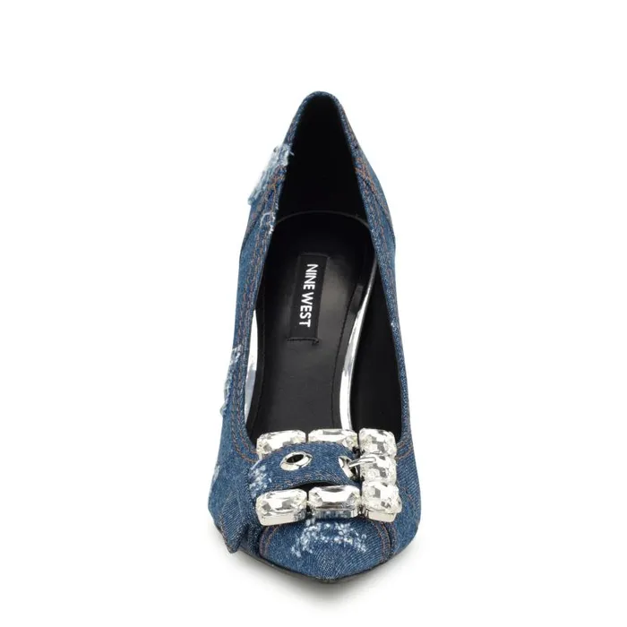 Fulu Embellished Dress Pumps Denim Women Nine West Heels
