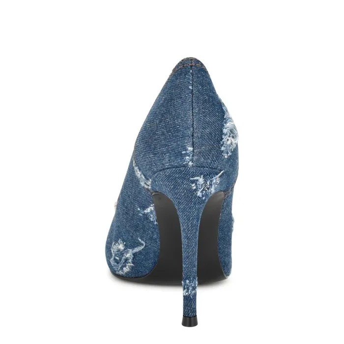 Fulu Embellished Dress Pumps Denim Women Nine West Heels
