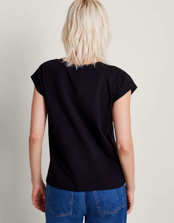 Garcia Cutwork TShirt Black Women Monsoon Tops and Blouses