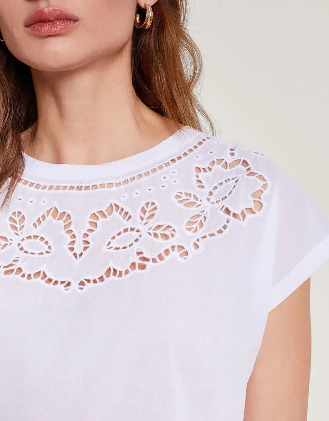 Garcia Cutwork TShirt White Women Monsoon Tops and Blouses