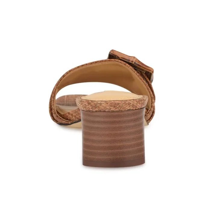Garta Buckle Slide Sandals Brown Raffia Women Nine West Sandals