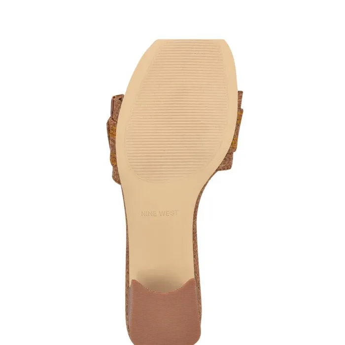 Garta Buckle Slide Sandals Brown Raffia Women Nine West Sandals
