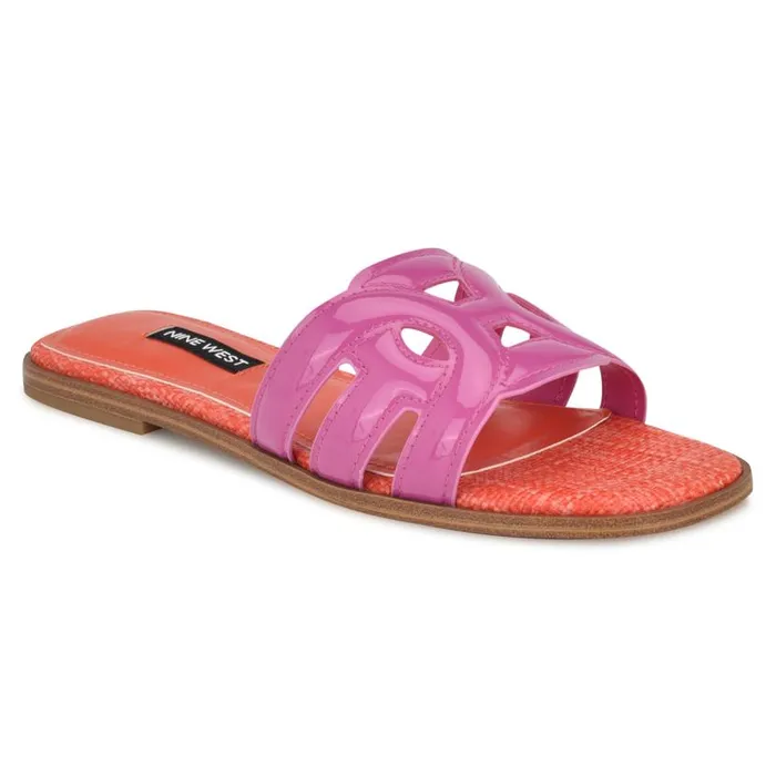 Geena Flat Slide Sandals Pinkorange Women Nine West Sandals