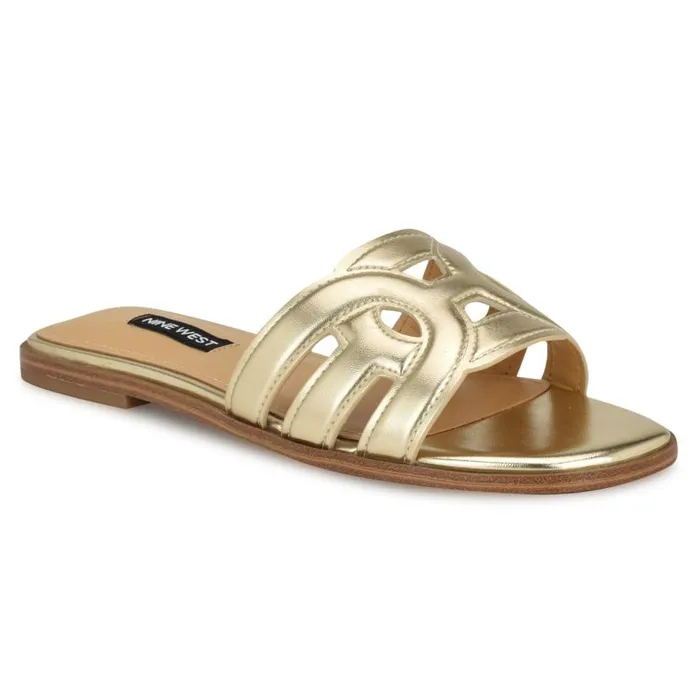 Geena Flat Slide Sandals Platino Women Nine West Sandals