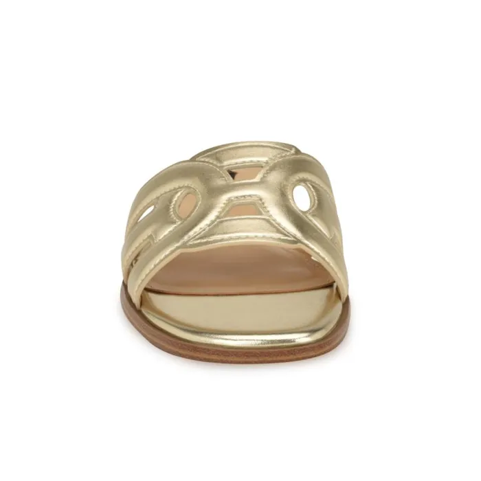 Geena Flat Slide Sandals Platino Women Nine West Sandals